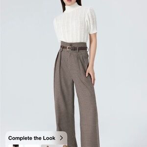 Cider Brown Checkered Wide-Leg Pants